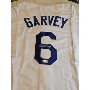 Steve Garvey Autographed/Signed Jersey Beckett Sticker Custom White Jersey